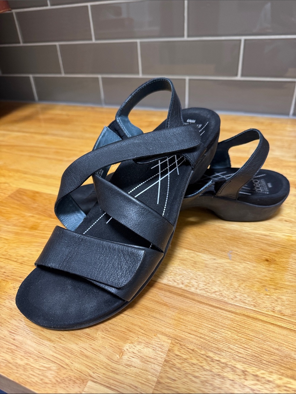 Abeo Black Crisscross Slingback Sandals